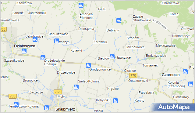 mapa Bieglów, Bieglów na mapie Targeo