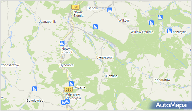 mapa Biegoszów, Biegoszów na mapie Targeo