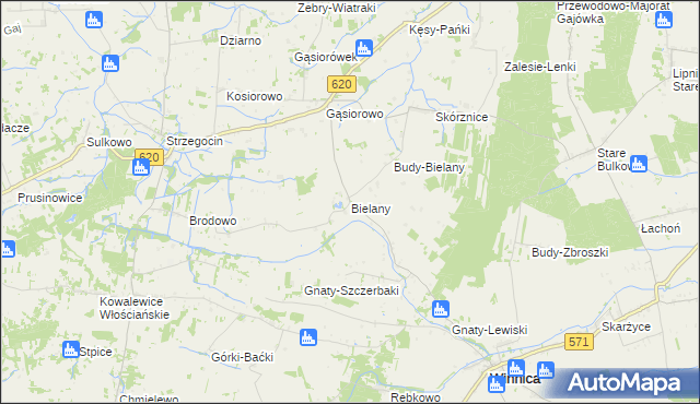 mapa Bielany gmina Winnica, Bielany gmina Winnica na mapie Targeo