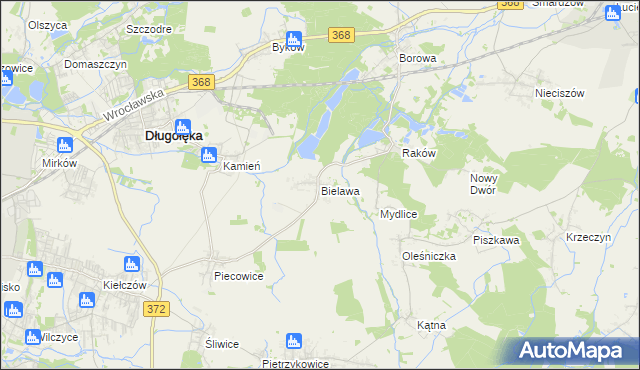 mapa Bielawa gmina Długołęka, Bielawa gmina Długołęka na mapie Targeo