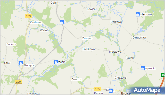 mapa Bielikowo, Bielikowo na mapie Targeo