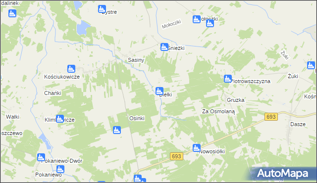 mapa Biełki, Biełki na mapie Targeo