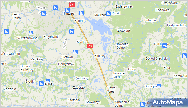 mapa Bielowy, Bielowy na mapie Targeo