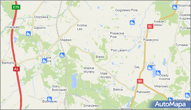 mapa Bielsk gmina Morzeszczyn, Bielsk gmina Morzeszczyn na mapie Targeo