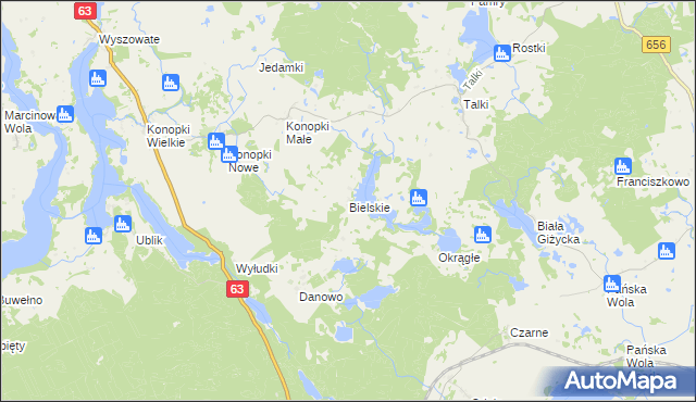 mapa Bielskie, Bielskie na mapie Targeo