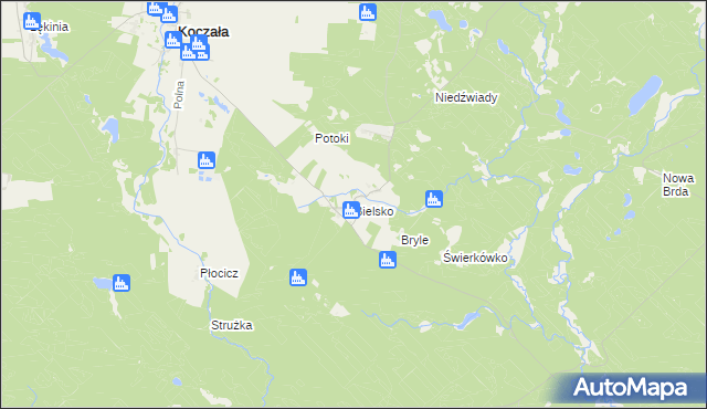 mapa Bielsko gmina Koczała, Bielsko gmina Koczała na mapie Targeo