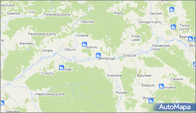 mapa Bieńdziuga, Bieńdziuga na mapie Targeo