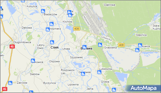 mapa Bierawa, Bierawa na mapie Targeo