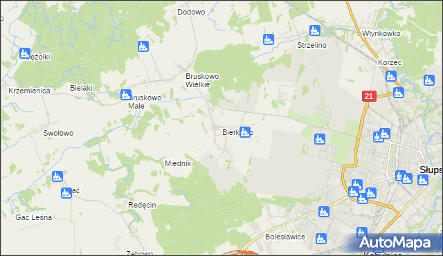 mapa Bierkowo, Bierkowo na mapie Targeo