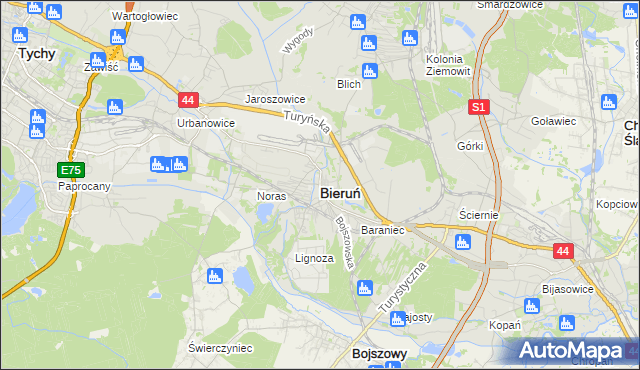 mapa Bieruń, Bieruń na mapie Targeo