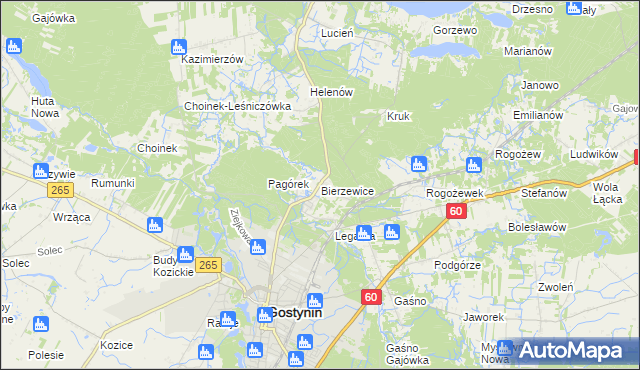 mapa Bierzewice, Bierzewice na mapie Targeo