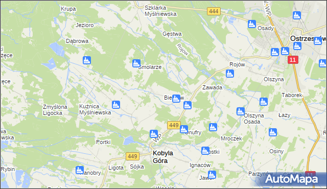 mapa Bierzów gmina Kobyla Góra, Bierzów gmina Kobyla Góra na mapie Targeo