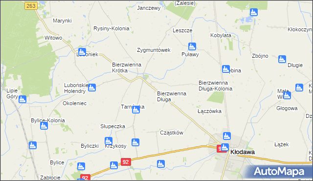 mapa Bierzwienna Długa, Bierzwienna Długa na mapie Targeo