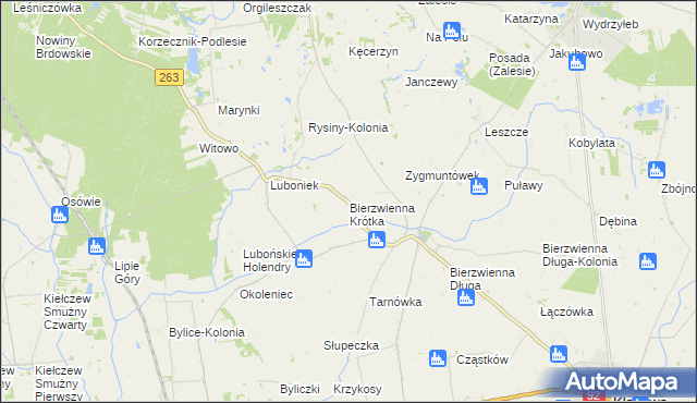 mapa Bierzwienna Krótka, Bierzwienna Krótka na mapie Targeo