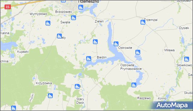 mapa Bieślin, Bieślin na mapie Targeo