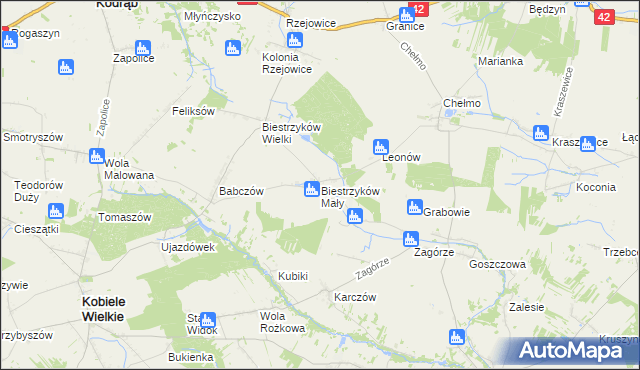 mapa Biestrzyków Mały, Biestrzyków Mały na mapie Targeo