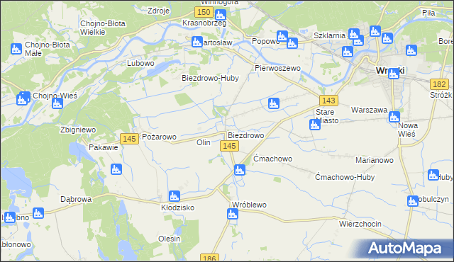 mapa Biezdrowo, Biezdrowo na mapie Targeo