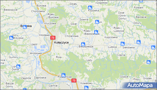 mapa Bieździedza, Bieździedza na mapie Targeo