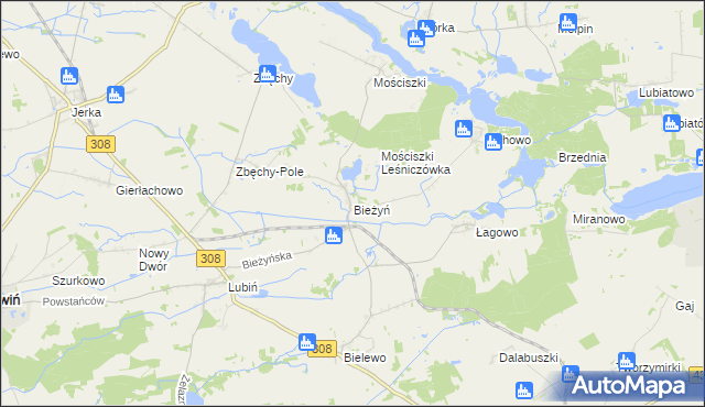 mapa Bieżyń, Bieżyń na mapie Targeo