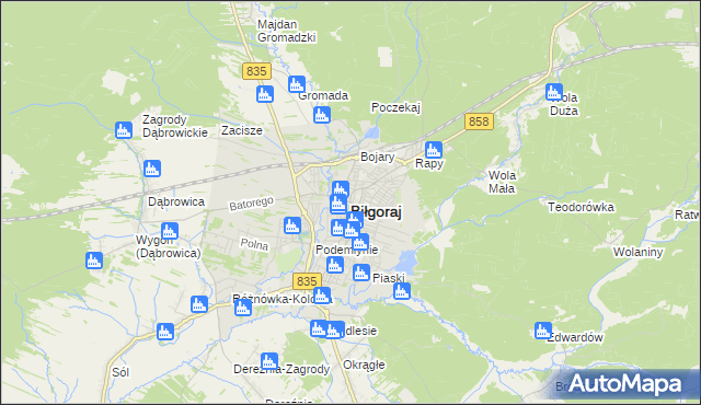 mapa Biłgoraj, Biłgoraj na mapie Targeo