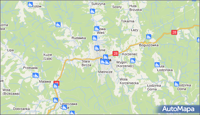 mapa Bircza, Bircza na mapie Targeo