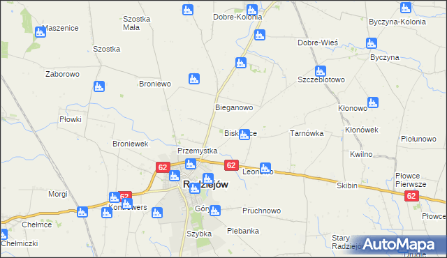 mapa Biskupice gmina Radziejów, Biskupice gmina Radziejów na mapie Targeo