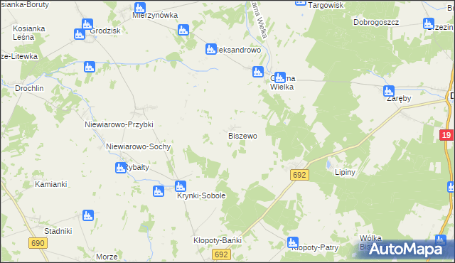 mapa Biszewo, Biszewo na mapie Targeo