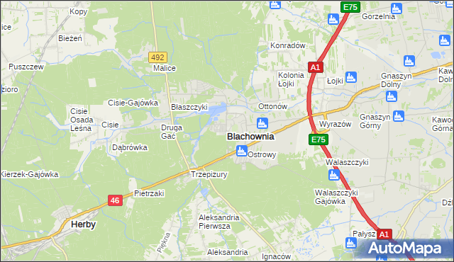 mapa Blachownia, Blachownia na mapie Targeo