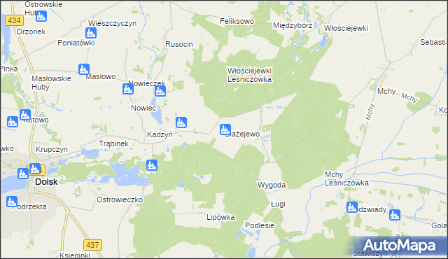 mapa Błażejewo gmina Dolsk, Błażejewo gmina Dolsk na mapie Targeo