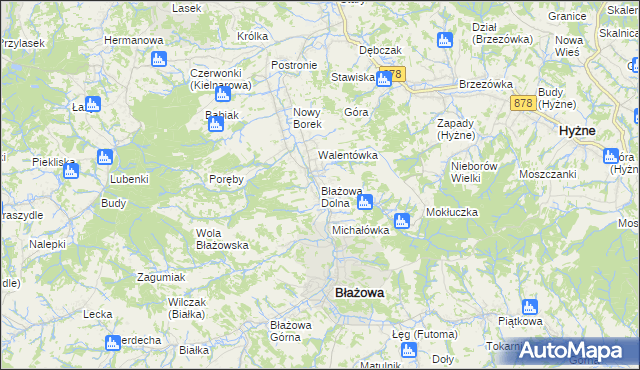 mapa Błażowa Dolna, Błażowa Dolna na mapie Targeo