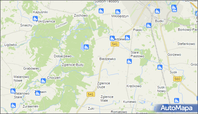 mapa Bledzewko, Bledzewko na mapie Targeo