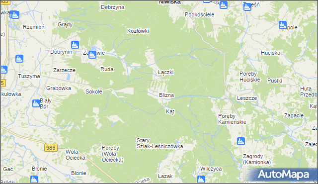 mapa Blizna gmina Ostrów, Blizna gmina Ostrów na mapie Targeo