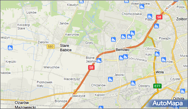 mapa Blizne Łaszczyńskiego, Blizne Łaszczyńskiego na mapie Targeo