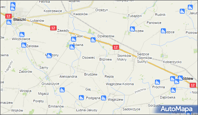 mapa Bliźniew, Bliźniew na mapie Targeo