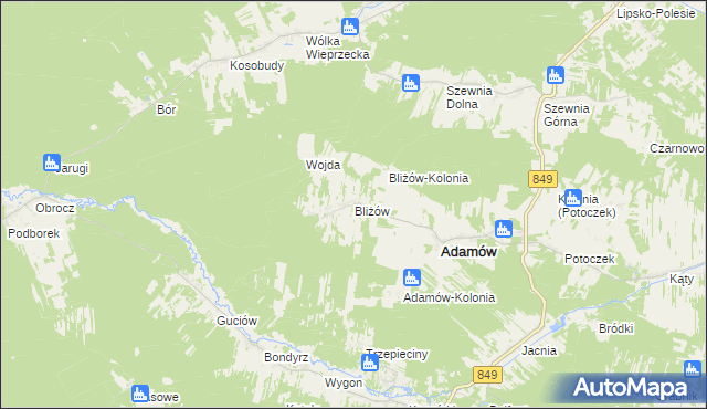 mapa Bliżów, Bliżów na mapie Targeo