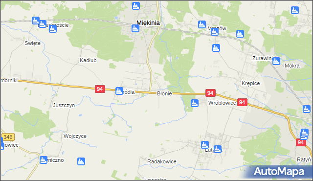 mapa Błonie gmina Miękinia, Błonie gmina Miękinia na mapie Targeo