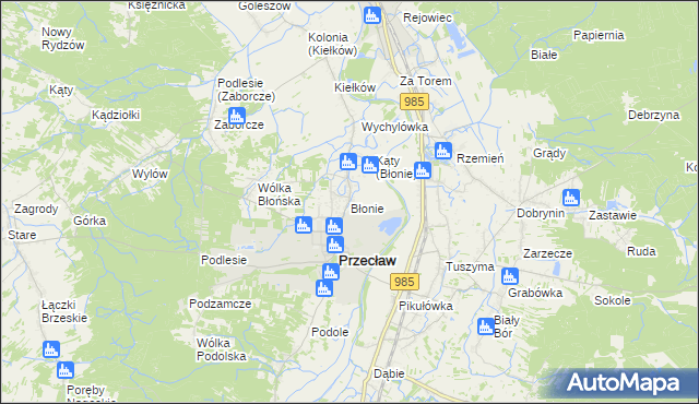 mapa Błonie gmina Przecław, Błonie gmina Przecław na mapie Targeo