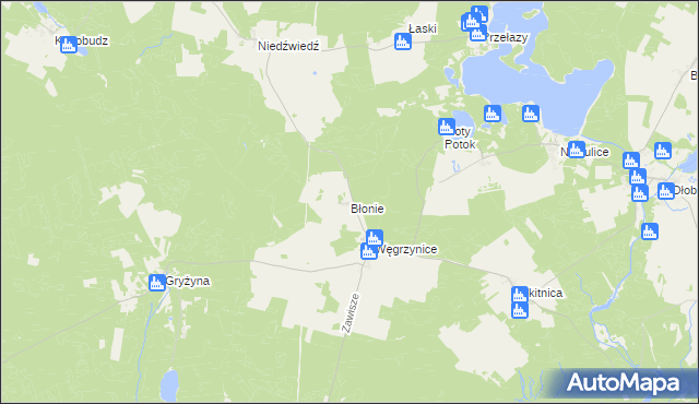 mapa Błonie gmina Skąpe, Błonie gmina Skąpe na mapie Targeo