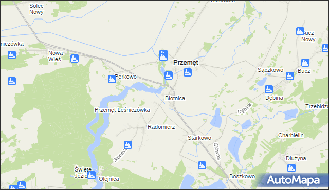 mapa Błotnica gmina Przemęt, Błotnica gmina Przemęt na mapie Targeo