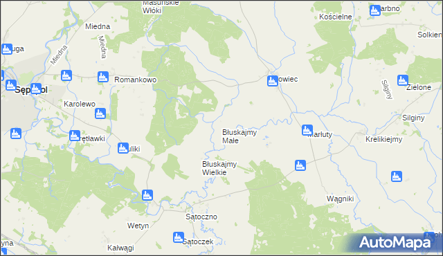 mapa Błuskajmy Małe, Błuskajmy Małe na mapie Targeo