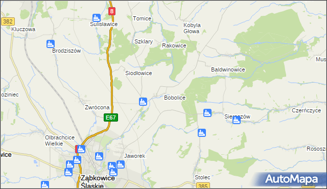 mapa Bobolice gmina Ząbkowice Śląskie, Bobolice gmina Ząbkowice Śląskie na mapie Targeo