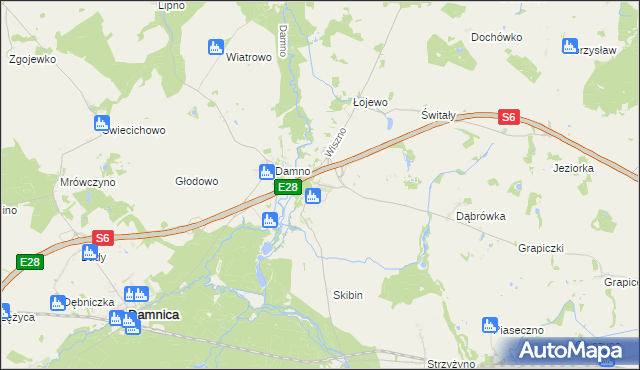 mapa Bobrowniki gmina Damnica, Bobrowniki gmina Damnica na mapie Targeo