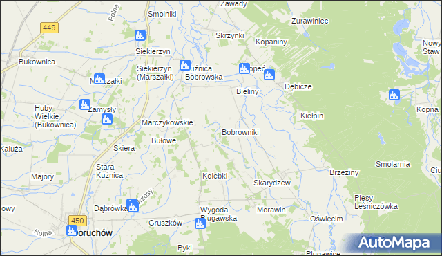 mapa Bobrowniki gmina Grabów nad Prosną, Bobrowniki gmina Grabów nad Prosną na mapie Targeo