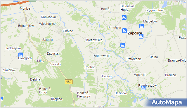 mapa Bobrowniki gmina Sieradz, Bobrowniki gmina Sieradz na mapie Targeo