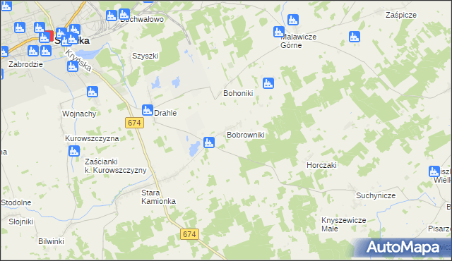 mapa Bobrowniki gmina Sokółka, Bobrowniki gmina Sokółka na mapie Targeo