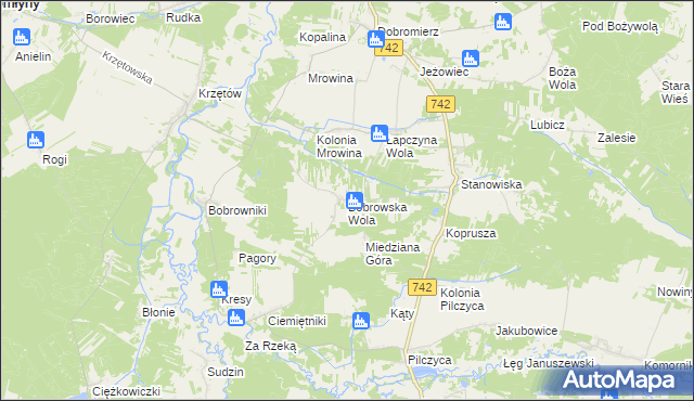 mapa Bobrowska Wola, Bobrowska Wola na mapie Targeo