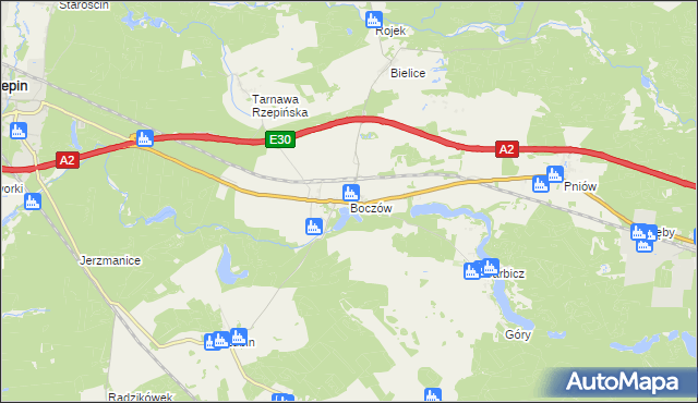 mapa Boczów gmina Torzym, Boczów gmina Torzym na mapie Targeo