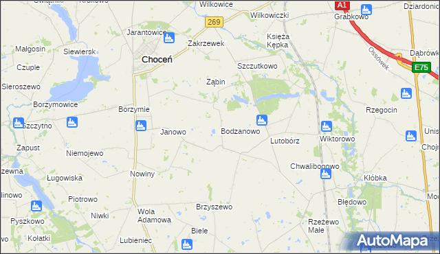 mapa Bodzanowo gmina Choceń, Bodzanowo gmina Choceń na mapie Targeo