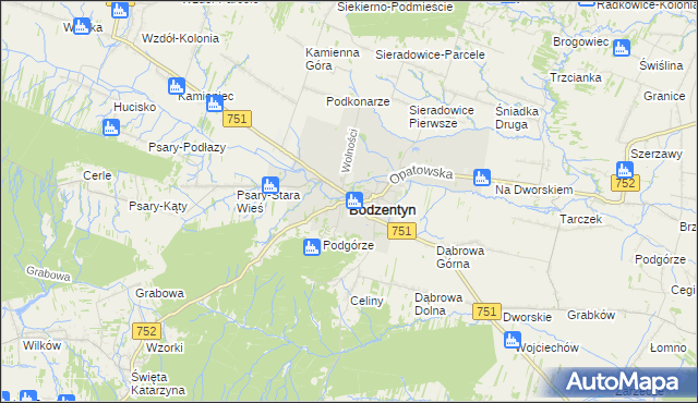 mapa Bodzentyn, Bodzentyn na mapie Targeo