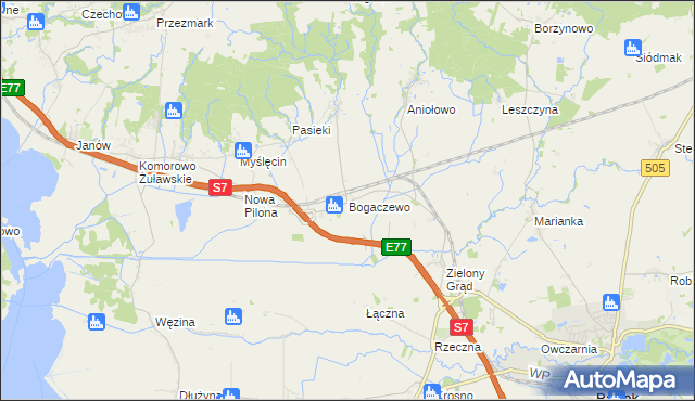 mapa Bogaczewo gmina Elbląg, Bogaczewo gmina Elbląg na mapie Targeo